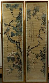 PR. 19C. Chinese Watercolor Avian Scroll Paintings