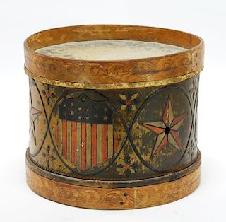 19C. American Folk Tin Lithograph Snare Drum