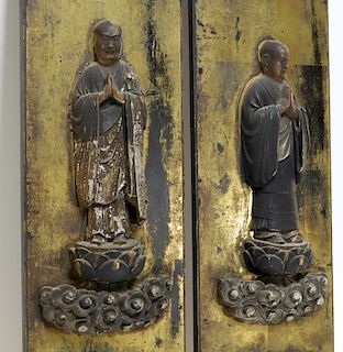 PR 19C Japanese Edo Period Gilt Wood Buddha Panels