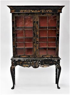 French Chinoiserie Queen Anne Style China Cabinet