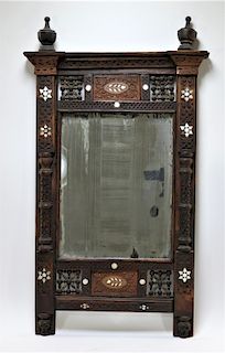 Anglo-Indian Mother of Pearl Inlaid Wood Mirror