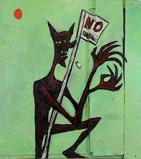 PROL, Rick. Oil on Wood. Untitled (No Parking)