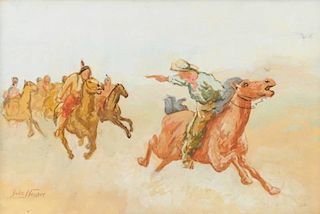 JOHN HAUSER (American 1859-1913) A PAINTING, "The Chase,"