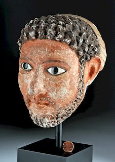 Romano-Egyptian Stucco Head of a Man w/ Glass Eyes