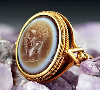 Roman Eye Agate Intagio & 18K Gold Ring - Ex Christie's
