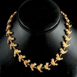 Persian 18K Gold Bird Necklace - 51.9 grams