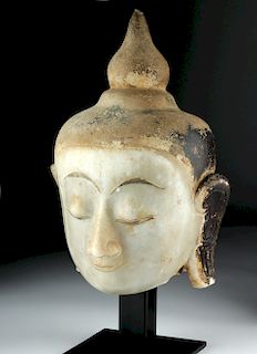 Large 19th C. Burmese Alabaster Head of Buddha