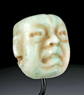 Superb Olmec Carved Jade Maskette