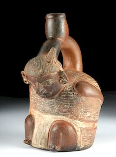 Chavin Pottery Figural Stirrup Vessel - Prisoner
