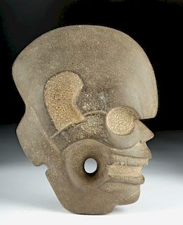 Vera Cruz Carved Stone Hacha - Skull in Profile