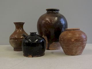 Four Early Tang Style Glazed Vessels.
