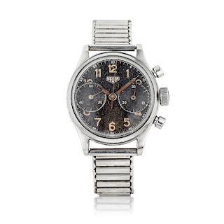 Vintage Heuer Chronograph in Steel with Black Dial
