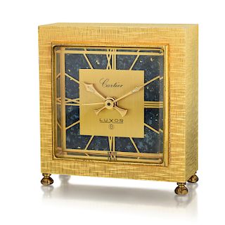 Cartier Luxor Desk Alarm Clock featuring a Lapis Lazuli Dial