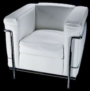 A CONTEMPORARY 'CASSINA' LC3 LEATHER ARM CHAIR