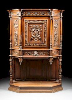 A FRENCH RENAISSANCE REVIVAL CARVED WALNUT CUPBOARD, CIRCA 1880,