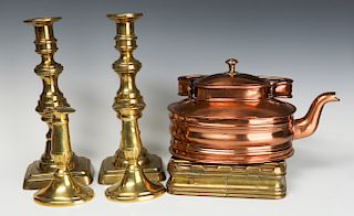 A COLLECTION OF 19TH CENT COPPER AND BRASS