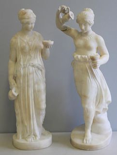 UNSIGNED. 2  Antique Marble Figures