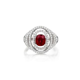 A Burmese Ruby and Diamond Ring