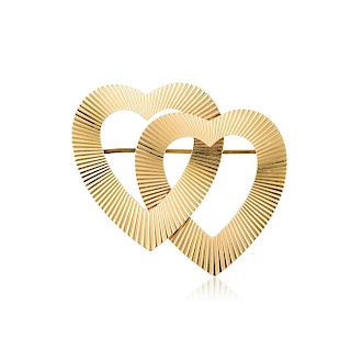 Tiffany & Co. 14K Gold Interlocking Hearts Brooch
