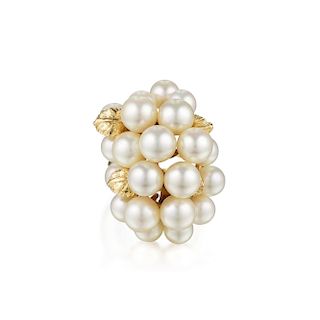14K Gold Pearl Cluster Ring