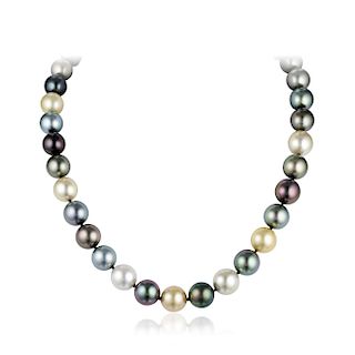 A 14K Gold Multicolored Cultured Pearl Necklace