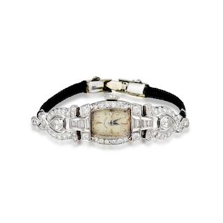 Art Deco Platinum Diamond Ladies Watch