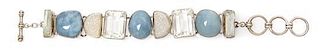 * A Sterling Silver, Aquamarine, Rock Crystal and Druzy Quartz Bracelet, Starborn, 51.20 dwts.