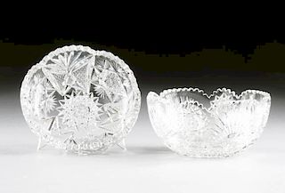 TWO BRILLIANT CUT CRYSTAL BOWLS, AMERICAN OR CONTINENTAL, LATE 19TH/EARLY 20TH CENTURY,