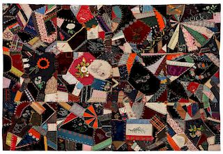 A 19TH C. CRAZY QUILT FILLED WITH VICTORIAN MOTIFS