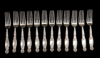 WHITING 'HERALDIC' PATTERN STERLING SILVER FORKS