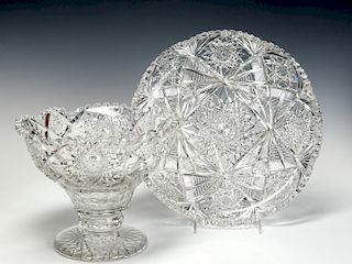 ABP CUT GLASS COMPOTE AND TRAY