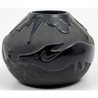 Rose Gonzales (Santa Clara, 1900-1989) Carved Pottery Bowl