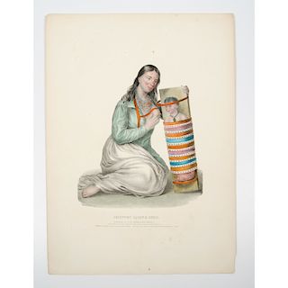  McKenney and Hall Hand-colored Lithograph, Chippeway Squaw and Child  