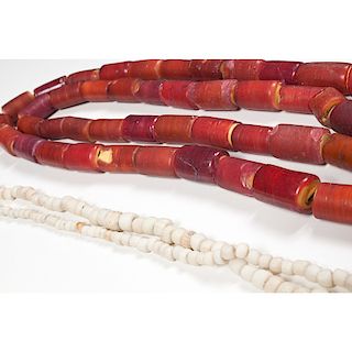 Ventian Red Yellow-Heart Beads AND Old Roman Dug Beads, From a New York Collector