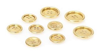 A Collection of 14 Karat Yellow Gold Buttons, Moroni Roma, 35.30 dwts.