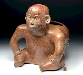 Large Colima Pottery Redware Olla - Dwarf Shaman Figure