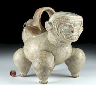 Colombian Pottery Squatting Figural Vessel w/ TL