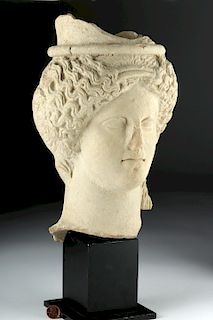 Near Life-Size Sicilian Terracotta Head of Goddess