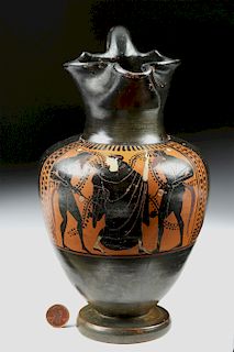 Greek Attic Black Figure Oinochoe - Satyrs & Maenad