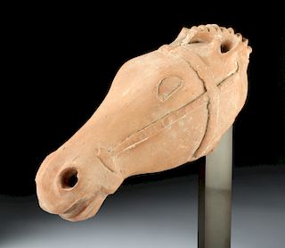 Greek Hellenistic Terracotta Head of Horse
