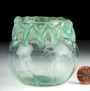 Beautiful Roman Glass Jar w/ Rigaree, Ribbing