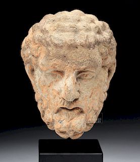 Gallo Roman Pottery Head of Bearded Male - Royal Athena