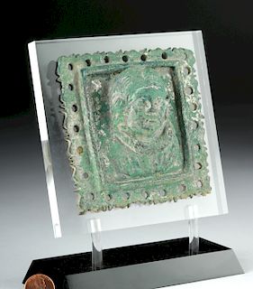 Roman Silvered Bronze Plaque with Young Child