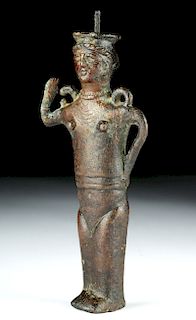 Persian Bronze Standing Figural Kohl Vessel, ex-Bonhams