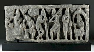 Gandharan Schist Relief Panel - Figural Scene