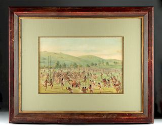 George Catlin Lithograph Ball-Play of the Choctaw 1875