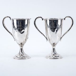 Two International Sterling Silver Loving Cup Trophies. Engraved, signed.