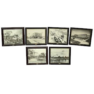 Collection Of Six (6) Vintage "Old Palm Beach" Black & White Photographic Prints. Good condition.