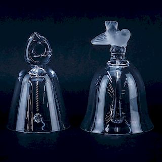 Two (2) Decorative French Crystal Bells. Includes Daum and Lalique.