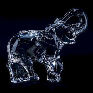 Baccarat Crystal Elephant Figure. Signed.